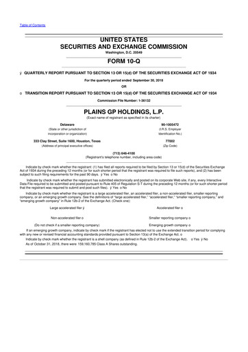 Thumbnail Plains GP 10-Q Quarterly Report FY2018 