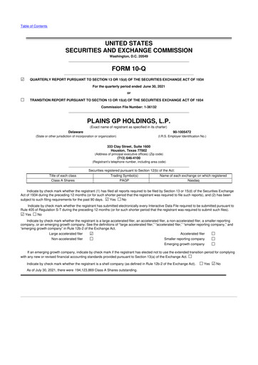 Thumbnail Plains GP 10-Q Quarterly Report FY2021 