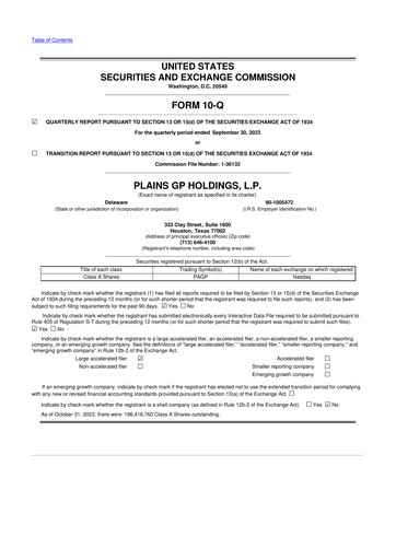 Thumbnail Plains GP 10-Q Quarterly Report FY2023 