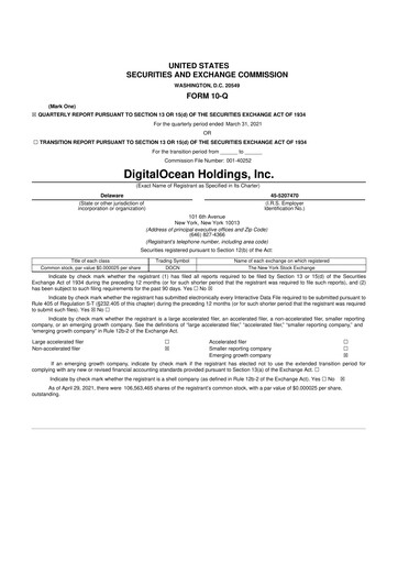 Thumbnail DigitalOcean 10-Q Quarterly Report FY2021 