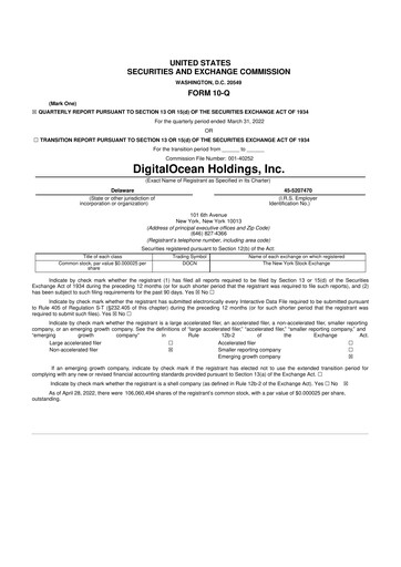 Thumbnail DigitalOcean 10-Q Quarterly Report FY2022 