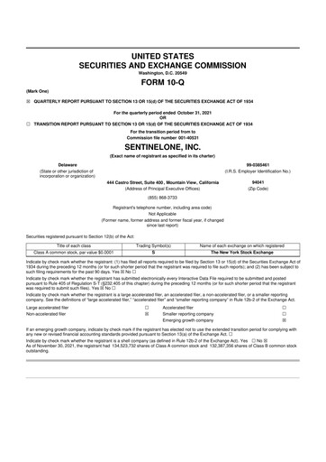 Thumbnail SentinelOne 10-Q Quarterly Report FY2022 
