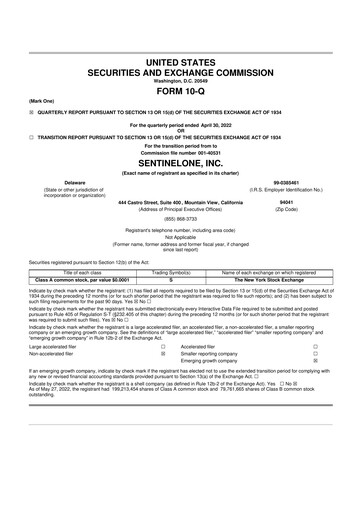 Thumbnail SentinelOne 10-Q Quarterly Report FY2023 