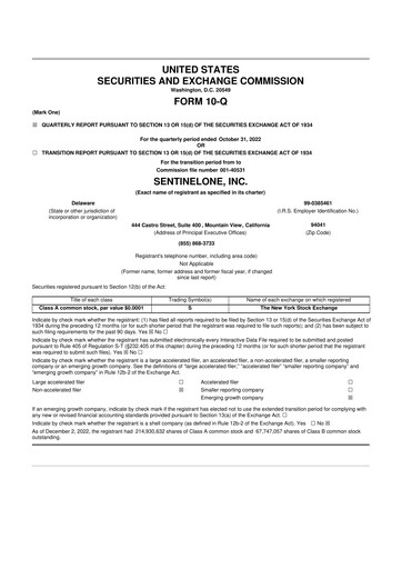 Thumbnail SentinelOne 10-Q Quarterly Report FY2023 