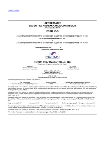 Thumbnail Hepion Pharmaceuticals 10-Q Quarterly Report FY2022 