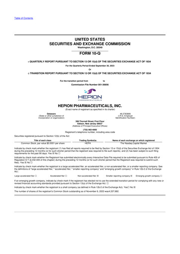 Thumbnail Hepion Pharmaceuticals 10-Q Quarterly Report FY2023 