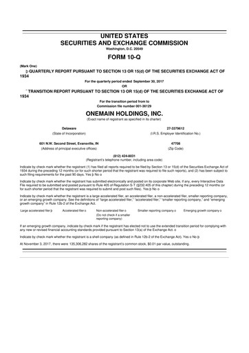 Thumbnail OneMain Financial
 10-Q Quarterly Report FY2017 