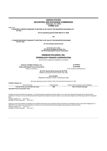 Thumbnail OneMain Financial
 10-Q Quarterly Report FY 