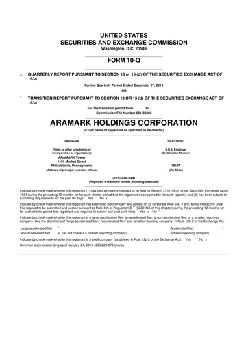 Thumbnail Aramark 10-Q Quarterly Report FY2014 