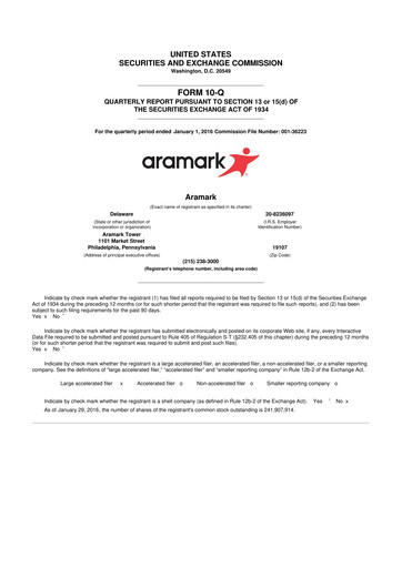 Thumbnail Aramark 10-Q Quarterly Report FY2016 