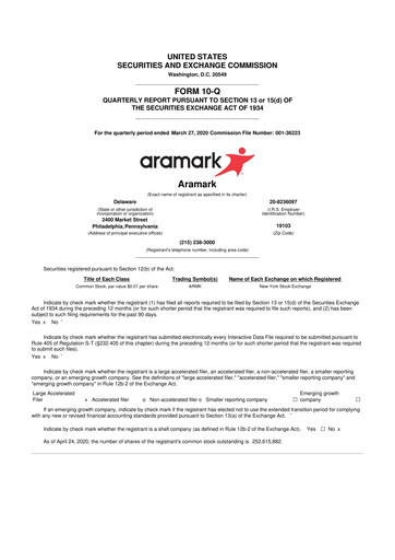 Thumbnail Aramark 10-Q Quarterly Report FY2020 