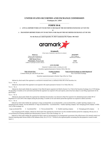 Thumbnail Aramark 10-K Annual Report 2023