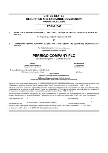 Thumbnail Perrigo 10-Q Quarterly Report FY2014 