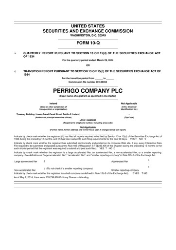 Thumbnail Perrigo 10-Q Quarterly Report FY2014 