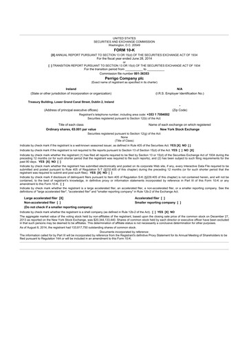 Thumbnail Perrigo 10-K Annual Report 2014