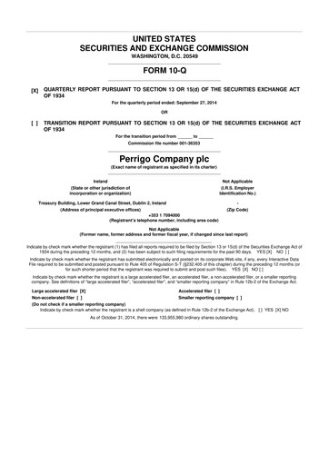 Thumbnail Perrigo 10-Q Quarterly Report FY2015 