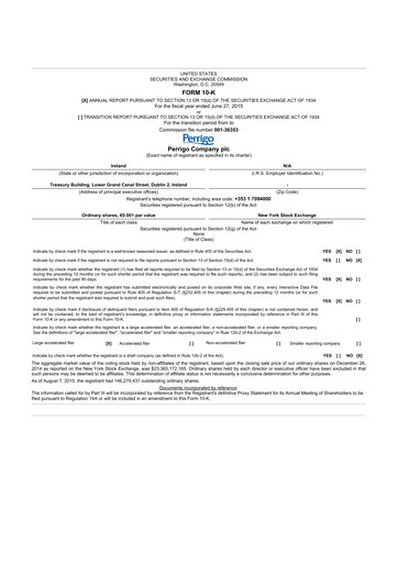 Thumbnail Perrigo 10-K Annual Report 2015