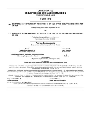 Thumbnail Perrigo 10-Q Quarterly Report FY2016 