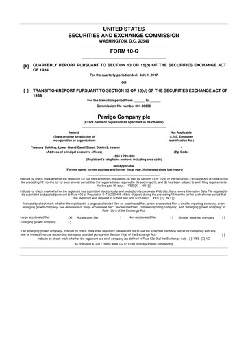Thumbnail Perrigo 10-Q Quarterly Report FY2017 