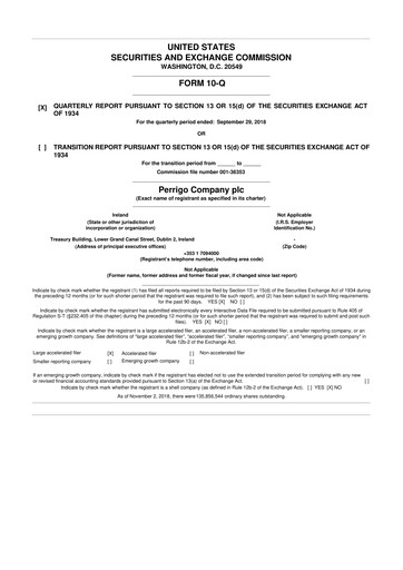 Thumbnail Perrigo 10-Q Quarterly Report FY2018 