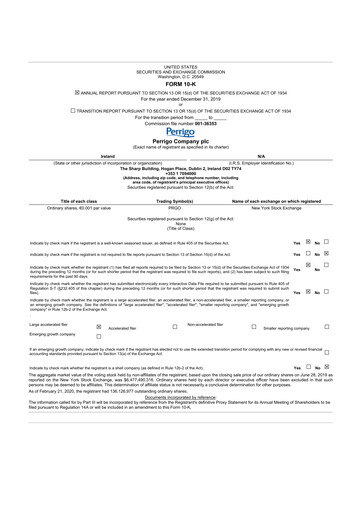 Thumbnail Perrigo 10-K Annual Report 2019