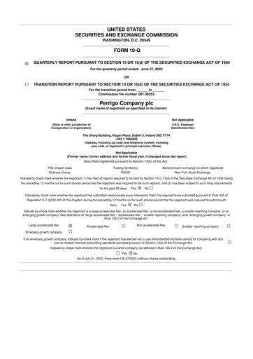 Thumbnail Perrigo 10-Q Quarterly Report FY2020 