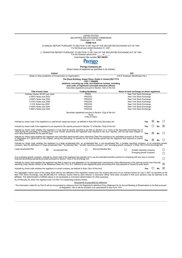 Thumbnail Perrigo 10-K Annual Report 2021