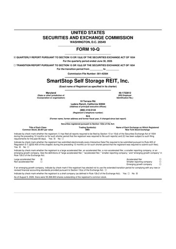 Thumbnail SmartStop Self Storage REIT 10-Q Quarterly Report FY2026 
