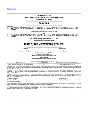 Thumbnail Zoom 10-Q Quarterly Report FY2021 