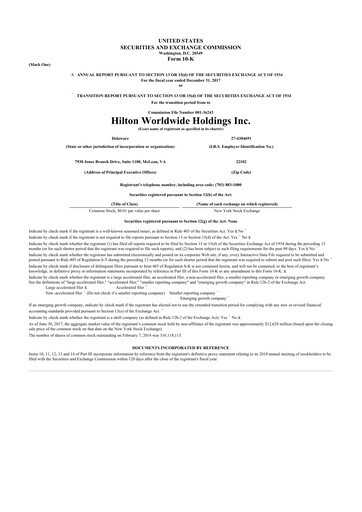 Thumbnail Hilton Worldwide 10-K Annual Report 2017