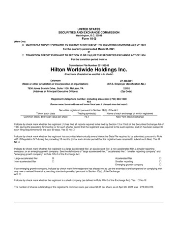 Thumbnail Hilton Worldwide 10-Q Quarterly Report FY2021 