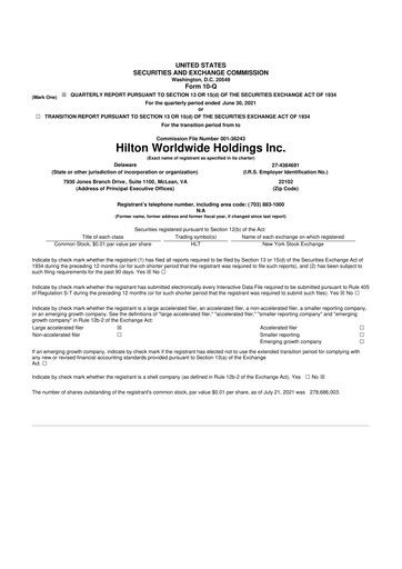 Thumbnail Hilton Worldwide 10-Q Quarterly Report FY2021 