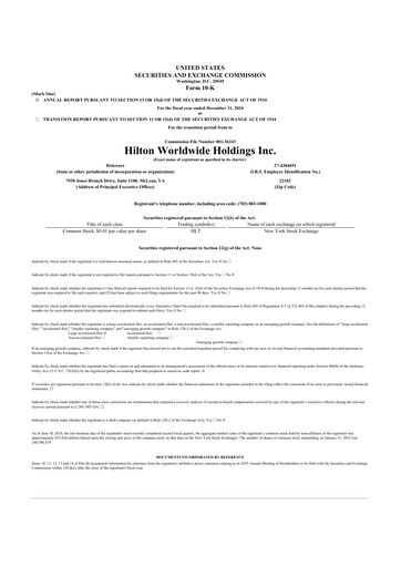 Thumbnail Hilton Worldwide 10-K Annual Report 2024