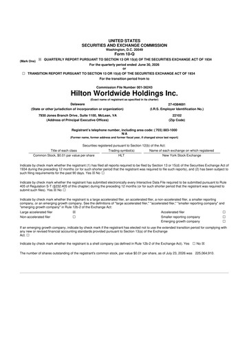 Thumbnail Hilton Worldwide 10-Q Quarterly Report FY2026 