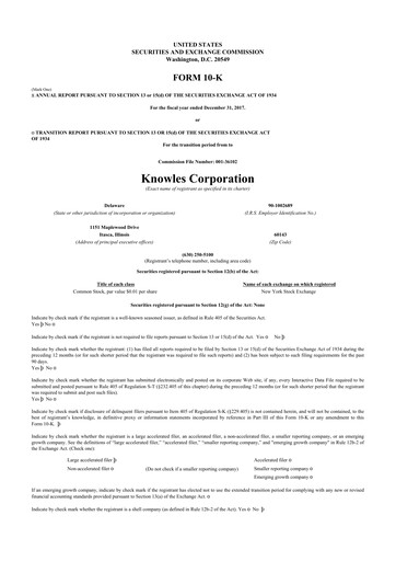 Thumbnail Knowles
 10-K Annual Report 2017
