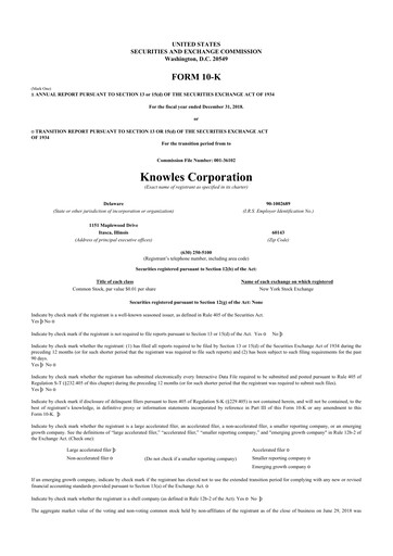 Thumbnail Knowles
 10-K Annual Report 2018