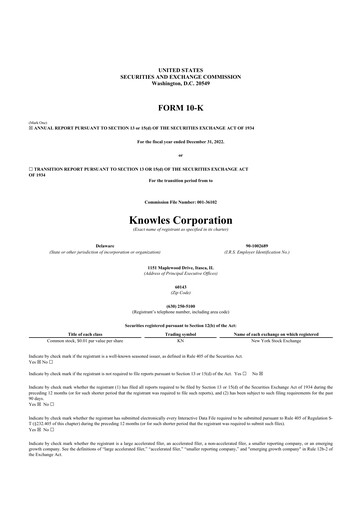 Thumbnail Knowles
 10-K Annual Report 2022