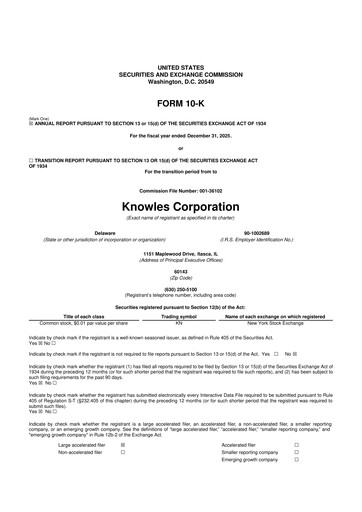 Thumbnail Knowles
 10-K Annual Report 2025