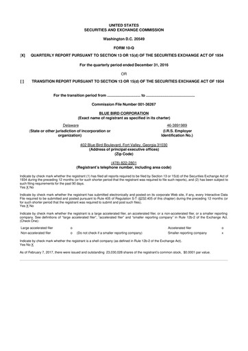 Miniature Blue Bird Corporation
 10-Q Rapport trimestriel 2017 