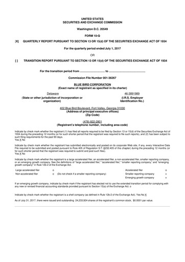 Miniature Blue Bird Corporation
 10-Q Rapport trimestriel 2017 