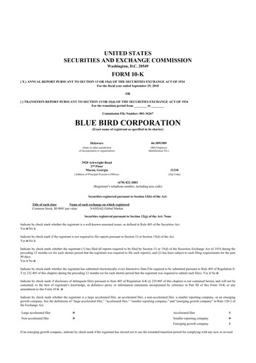 Thumbnail Blue Bird Corporation
 10-K Annual Report 2018