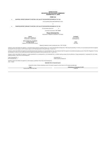 Thumbnail Focus Universal 10-Q Quarterly Report FY2014 