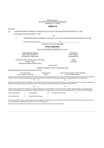 Thumbnail Civeo 10-Q Quarterly Report FY 