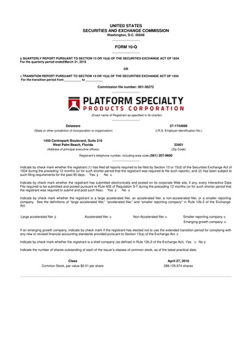 Thumbnail Element Solutions 10-Q Quarterly Report FY2018 