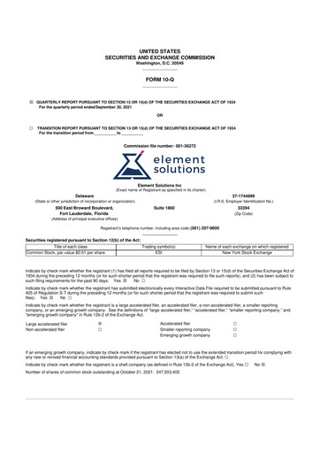 Thumbnail Element Solutions 10-Q Quarterly Report FY2021 