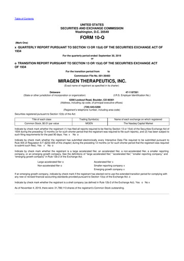 Thumbnail Viridian Therapeutics 10-Q Quarterly Report FY2019 