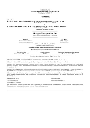 Thumbnail Viridian Therapeutics 10-K Annual Report 2019