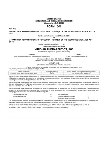 Thumbnail Viridian Therapeutics 10-Q Quarterly Report FY2024 