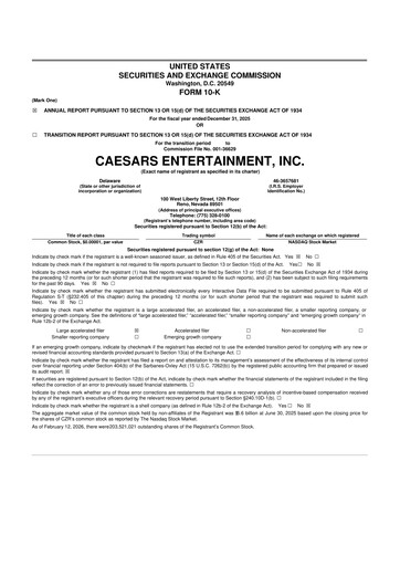 Thumbnail Caesars Entertainment
 10-K Annual Report 2025
