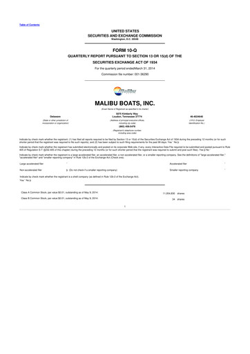 Thumbnail Malibu Boats 10-Q Quarterly Report FY2014 